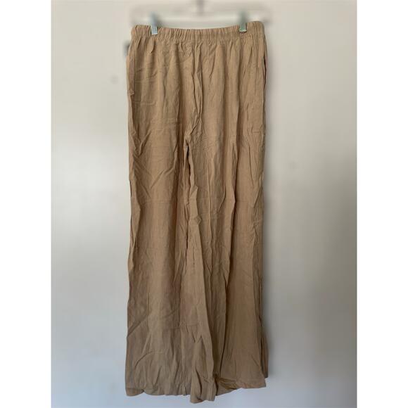 Purpearl Linen Pants in Tan, Wide-Leg, Elastic Waist, NWT - Picture 2 of 4